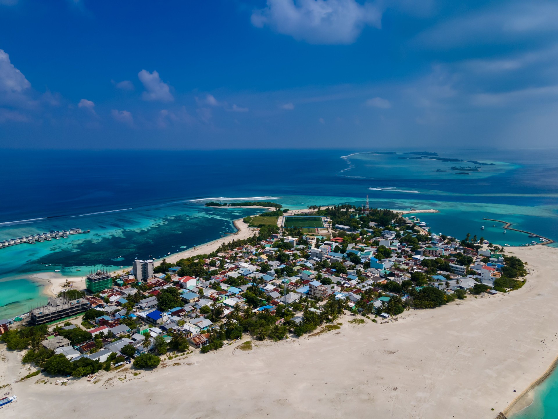 An aerial view of Guraidhoo Island